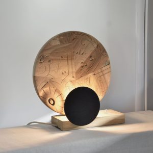 Thomas Coup la fronde - lampe bois upcycling eclipe noyer